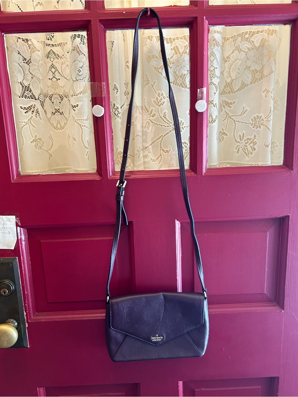 kate spade pebbled leather crossbody in deep plum
